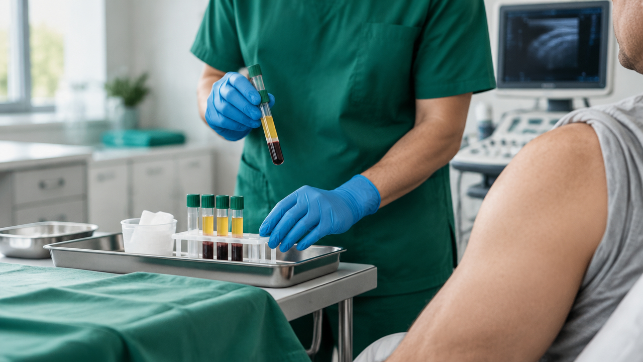 Preparação clínica de plasma rico em plaquetas para avaliação ortopédica do ombro